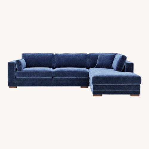 Used Raymour & Flanigan Remmi Indigo Sectional W Ottoman for sale on AptDeco