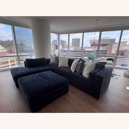 Used Raymour & Flanigan Remmi Indigo Sectional W Ottoman for sale on AptDeco