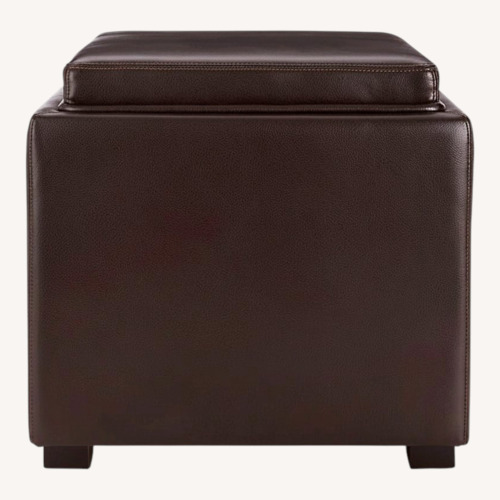 Used Crate & Barrel Stow Leather Storage Ottoman for sale on AptDeco
