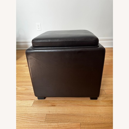 Used Crate & Barrel Stow Leather Storage Ottoman for sale on AptDeco