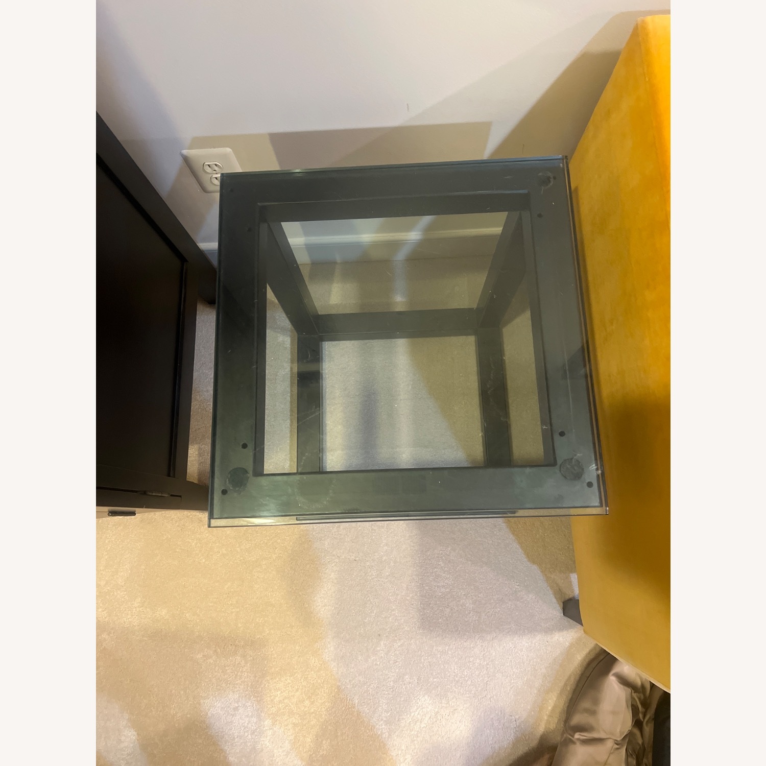 Crate & Barrel Black Glass Side Table - image-2