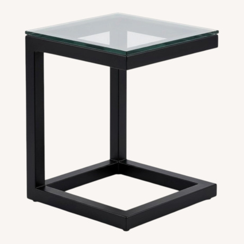 Used Crate & Barrel Black Glass Side Table for sale on AptDeco