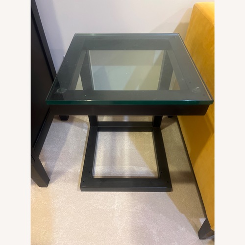 Used Crate & Barrel Black Glass Side Table for sale on AptDeco