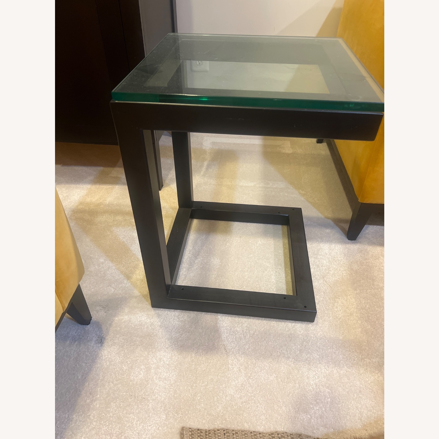 Crate & Barrel Black Glass Side Table - image-3