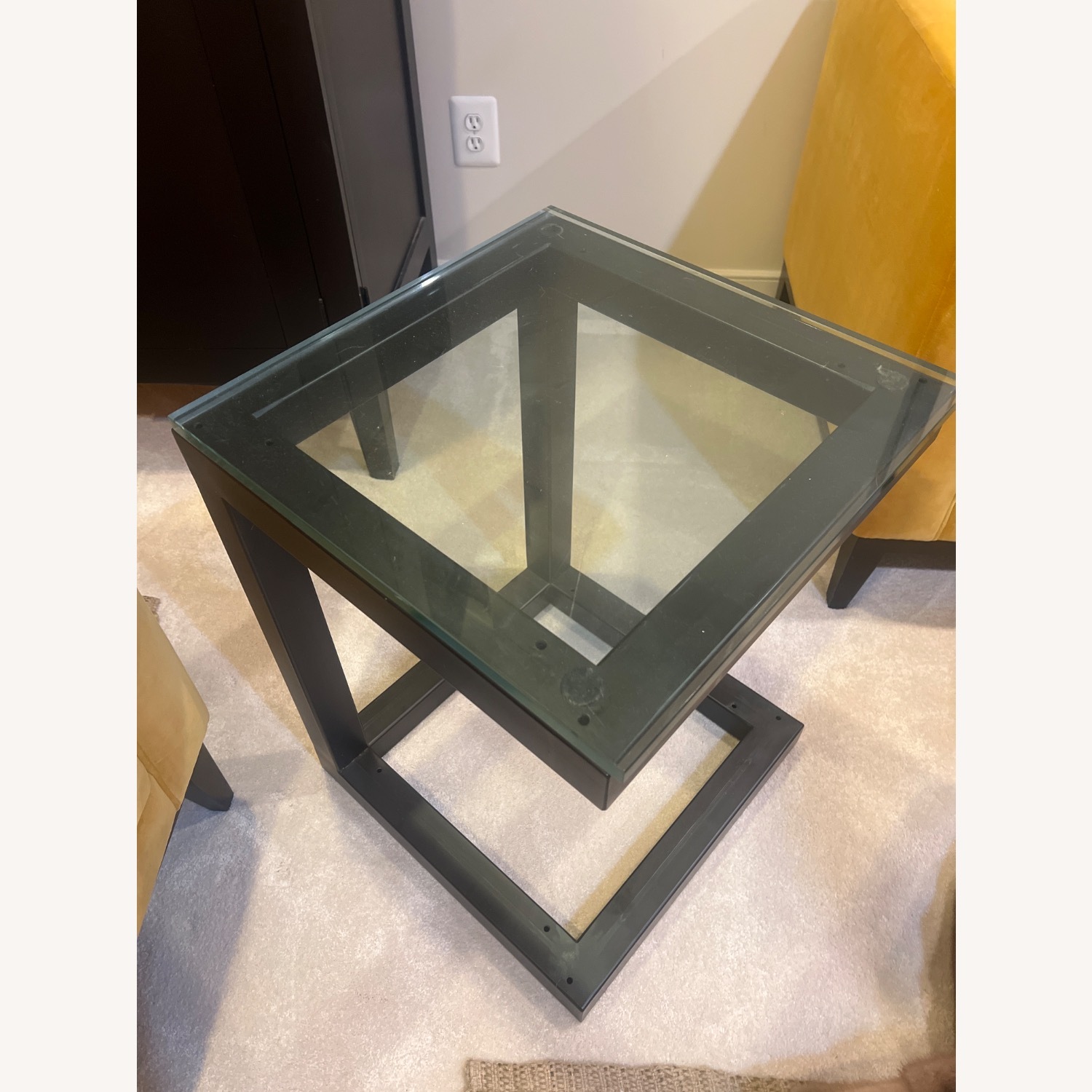 Crate & Barrel Black Glass Side Table - image-4