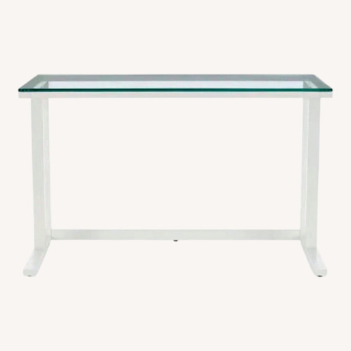 Used Crate & Barrel Pilsen Salt Desk with Glass Top for sale on AptDeco