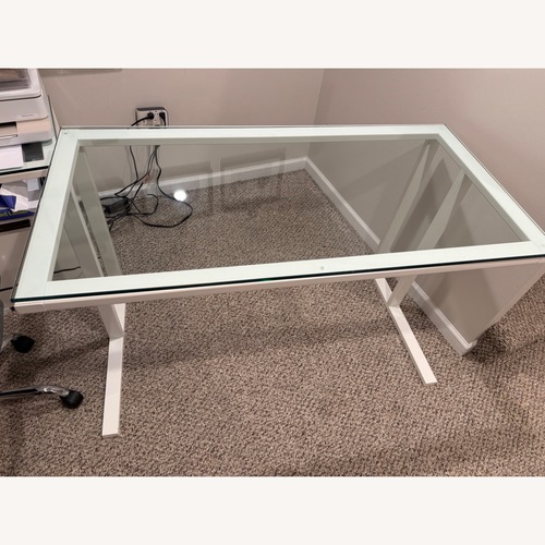 Used Crate & Barrel Pilsen Salt Desk with Glass Top for sale on AptDeco