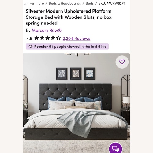 Used Wayfair Black Bed Frame Queen for sale on AptDeco