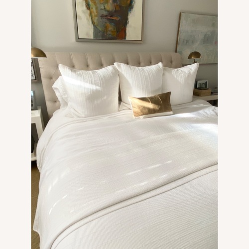 Used Restoration Hardware Chesterfield Fabric Sleigh Bed for sale on AptDeco