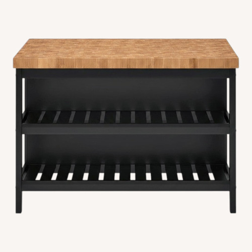 Used IKEA Natural Wood Kitchen Island for sale on AptDeco