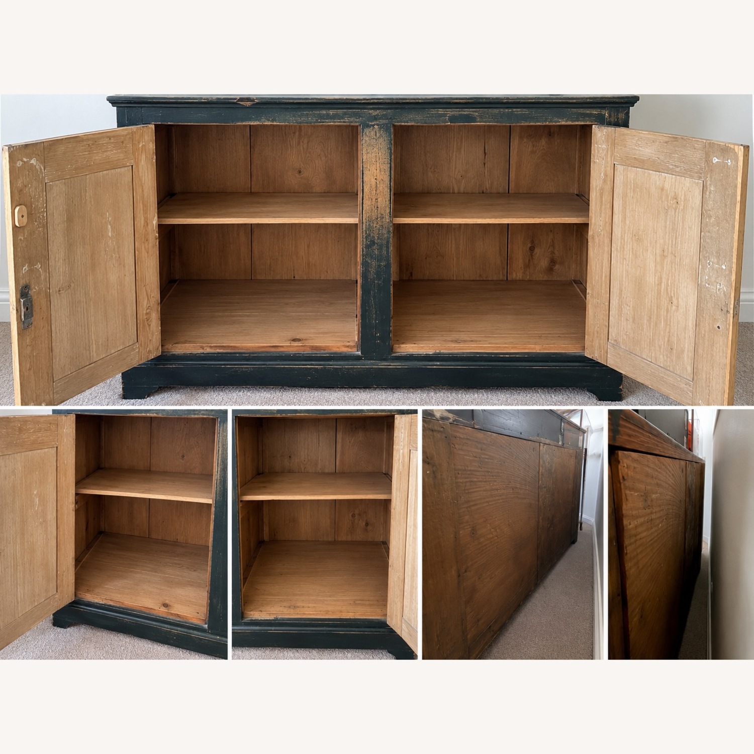     Vintage Distressed Green Wood Two-Door Cabinet - image-4
