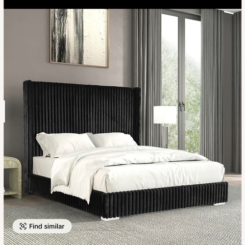Used Wayfair Black Fur and Hide Queen Bed for sale on AptDeco