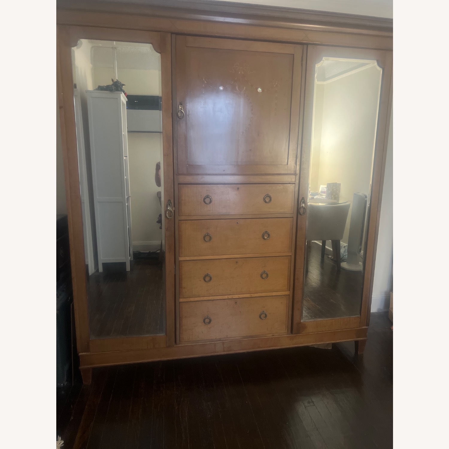 Antique Wardrobe with Inlay Detail - image-11