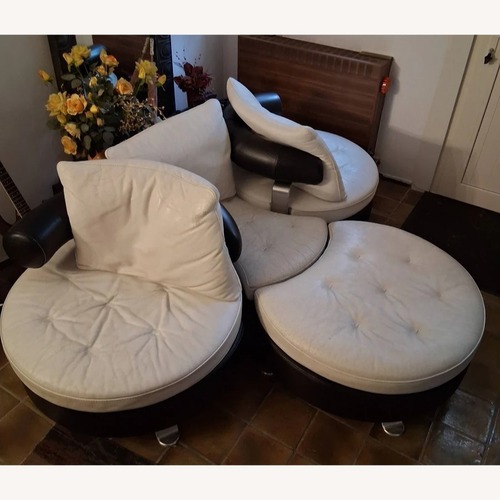 Used Modern White Leather Modular for sale on AptDeco