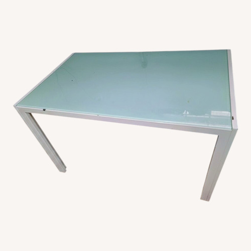 Used White Glass Dining Table for sale on AptDeco
