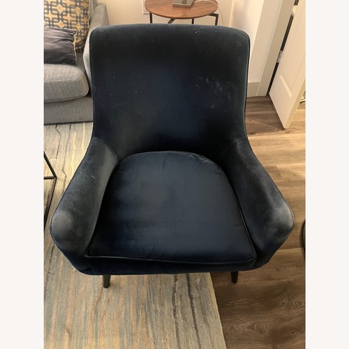 Used Room & Board Quinn Blue Velvet Armchair for sale on AptDeco