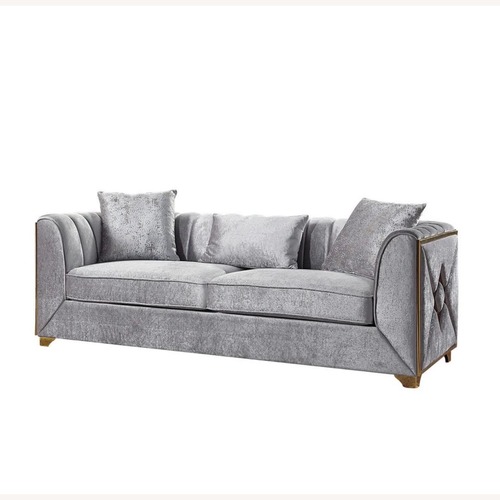 Used 3 Seat Fabric Velvet Sofa Art Deco Gold Accents for sale on AptDeco