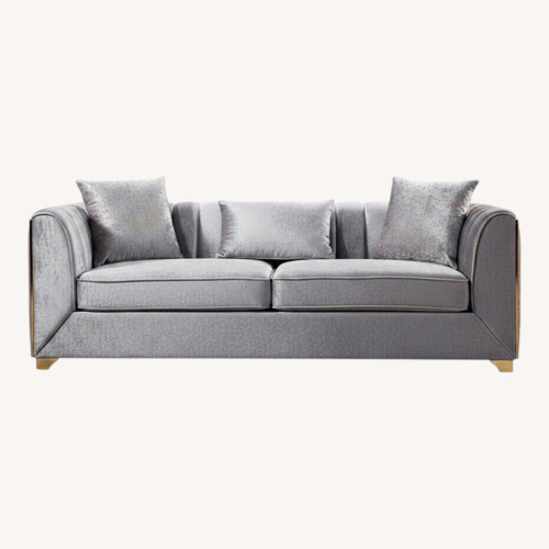 Used 3 Seat Fabric Velvet Sofa Art Deco Gold Accents for sale on AptDeco