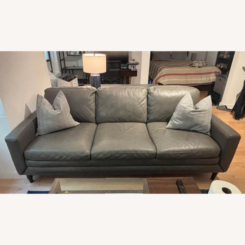 Used Chateau D'ax Dark Gray Leather 3+ Seater Sofa for sale on AptDeco