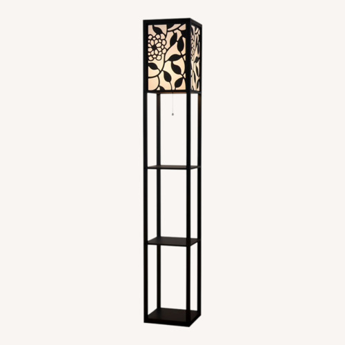 Used Black Wood Veneer Floor Lamp for sale on AptDeco