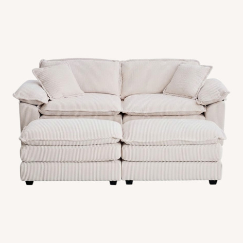 Used 84.6'' Loveseat Sofa Corduroy W 2 Ottomans for sale on AptDeco