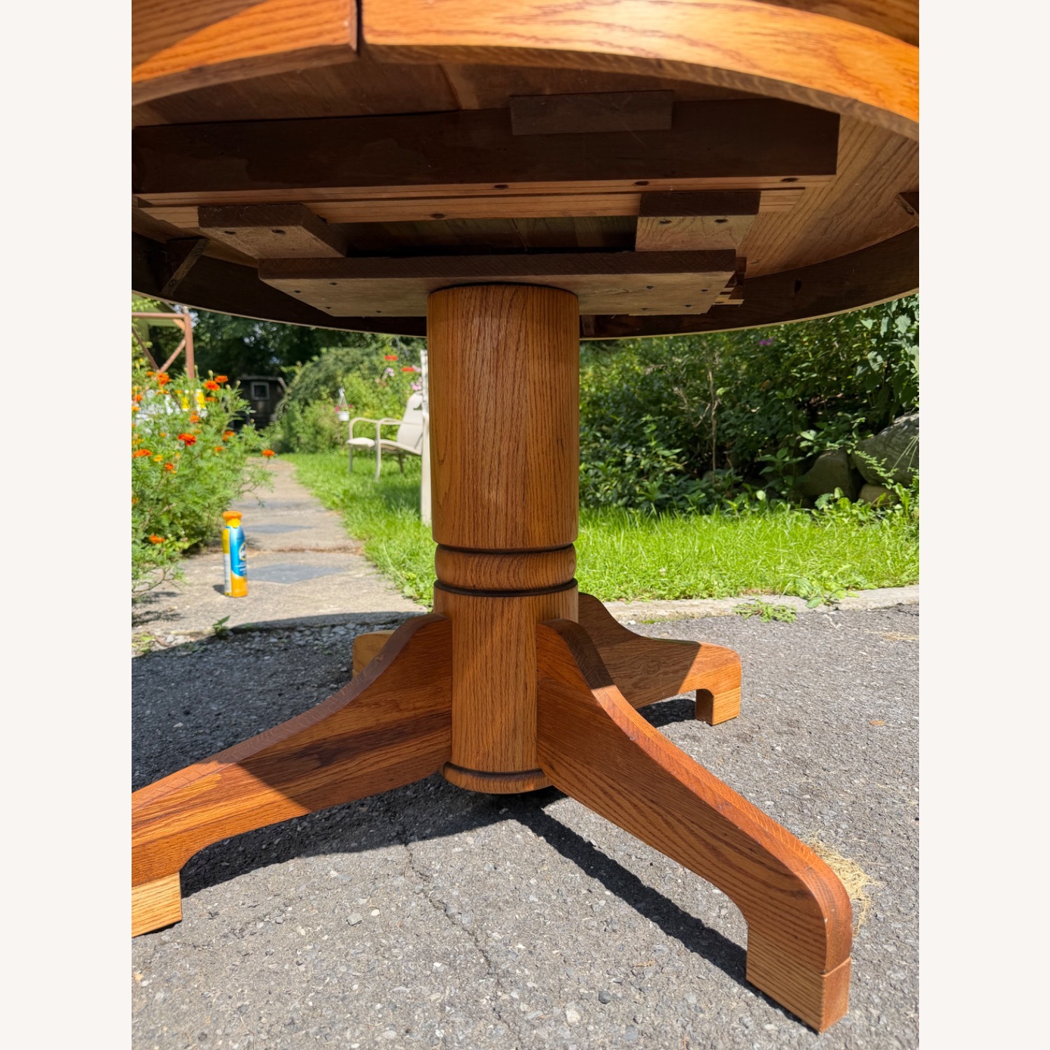 Vintage Mission-style Expandable Oak Dining Table - image-2