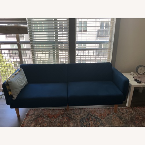Used Amazon Blue Fabric 2 Seater Sofa for sale on AptDeco