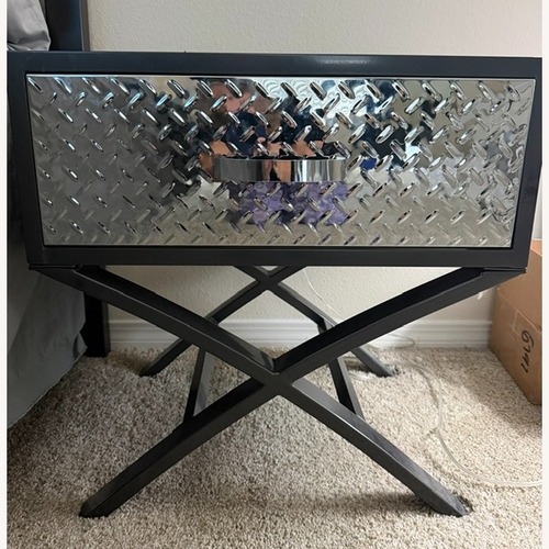 Used Metal Bedside Table with Drawer for sale on AptDeco