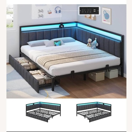 Used Black Metal Queen Bed Frame for sale on AptDeco