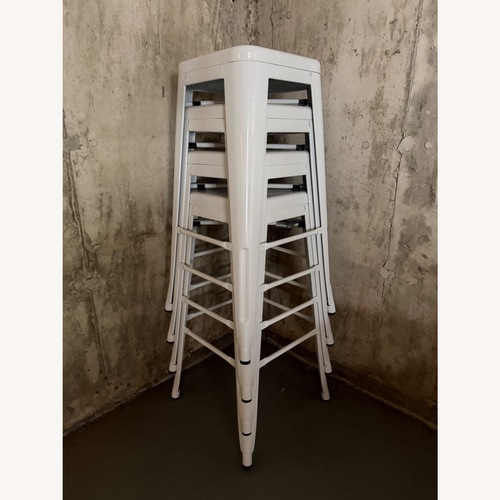 Used Home Depot Set of 4 White Metal Stools for sale on AptDeco