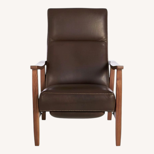 Used Crate & Barrel Greer Leather Wood Arm Recliner for sale on AptDeco