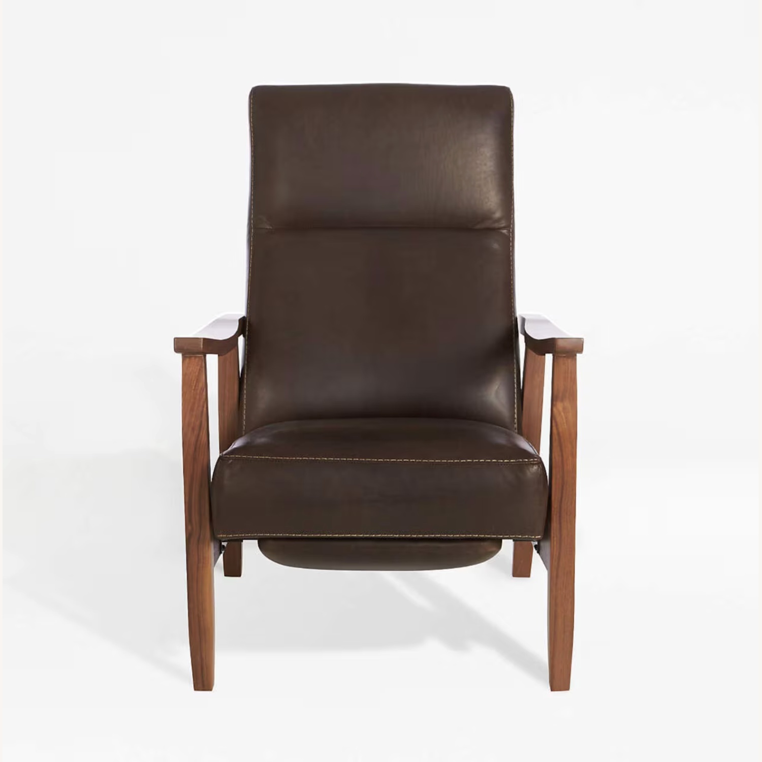 Crate & Barrel Greer Leather Wood Arm Recliner - image-12