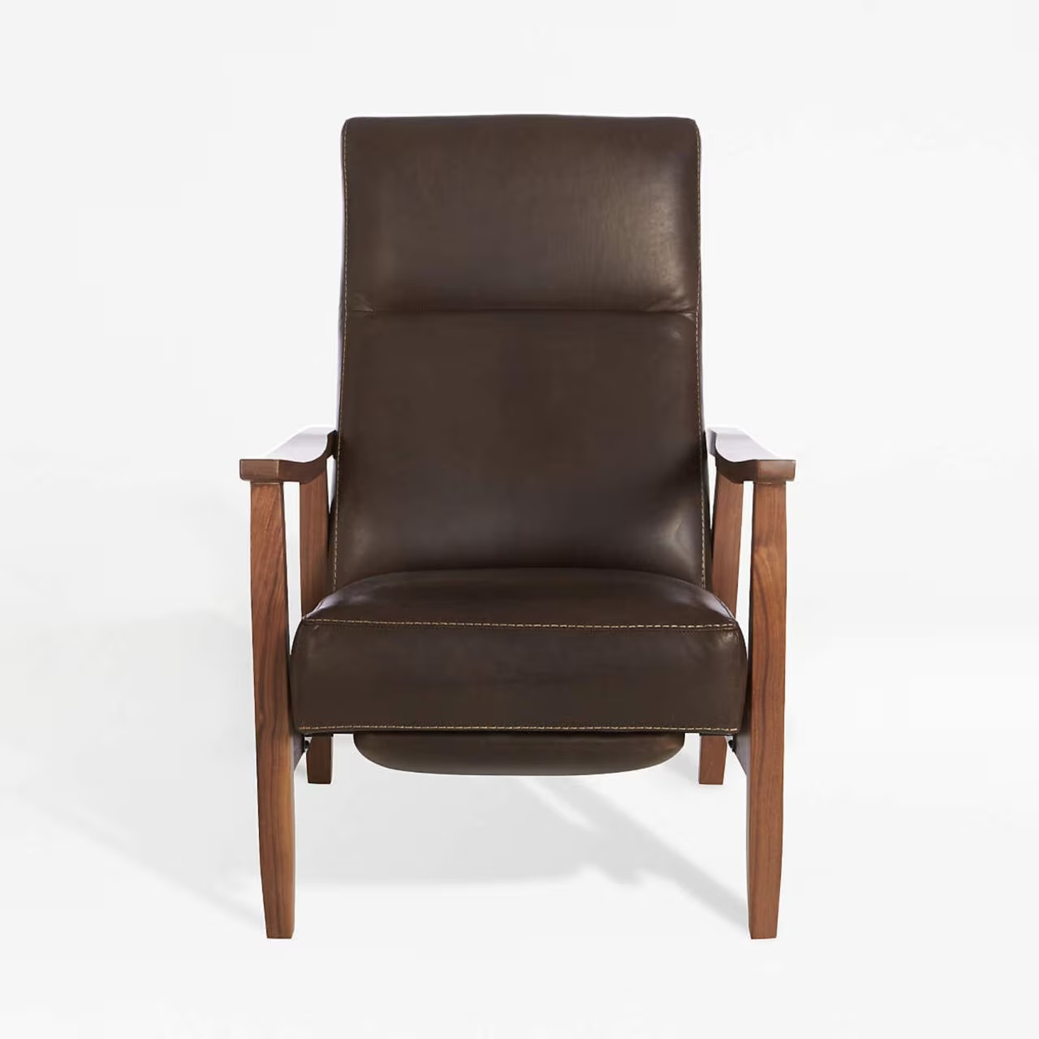 Crate & Barrel Greer Leather Wood Arm Recliner - image-8