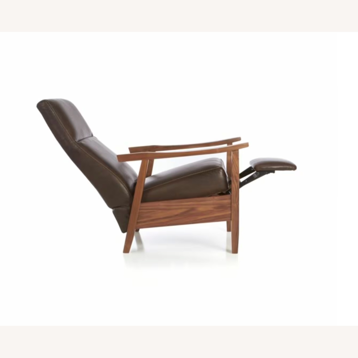 Crate & Barrel Greer Leather Wood Arm Recliner - image-11