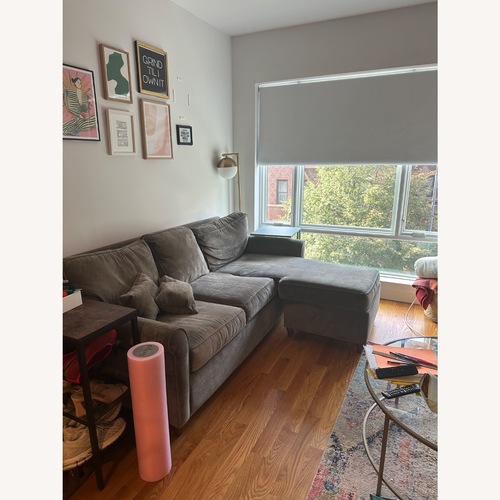 Used Macy’s Dark Gray Sofa with Storage Ottoman for sale on AptDeco