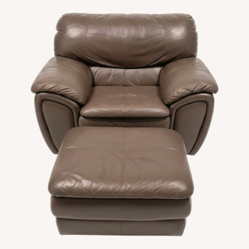 Used Brown Oversized Leather Chair with Ottoman for sale on AptDeco