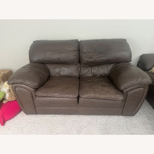 Used Dark Brown Leather 2 Seater Sofa for sale on AptDeco