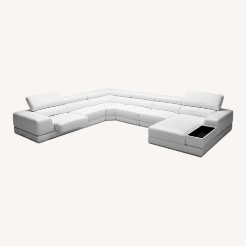 Used White Leather 3+ Piece Sectional for sale on AptDeco