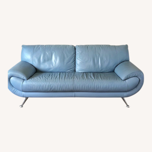Used  Vintage Blue Leather 2 Seater Sofa 90s for sale on AptDeco