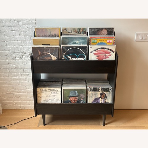 Used Symbol Dark Brown Record Stand for sale on AptDeco