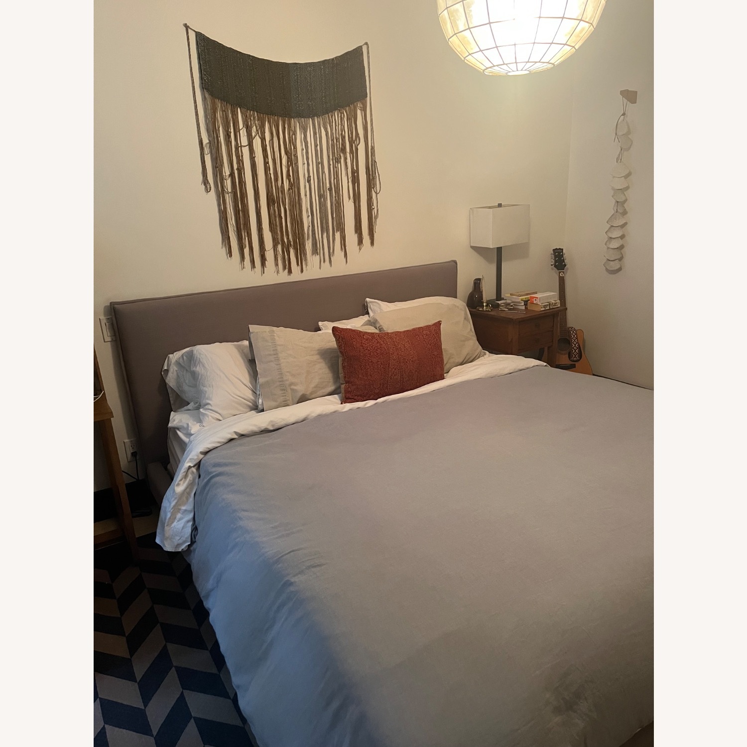 Crate & Barrel Merrick Light Gray Fabric King Beds - image-4