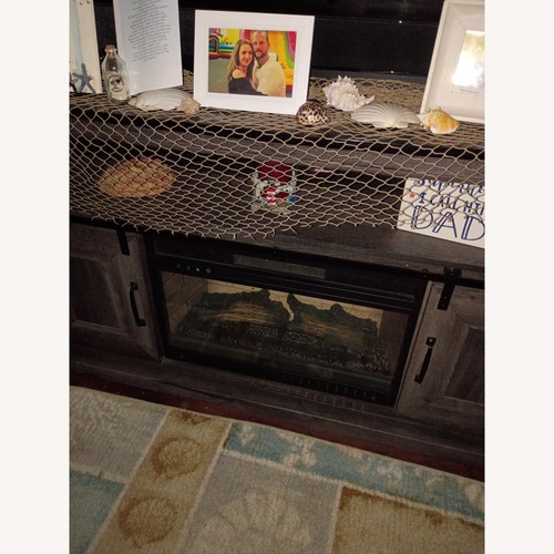 Used Light Gray Wood Media Storage for sale on AptDeco