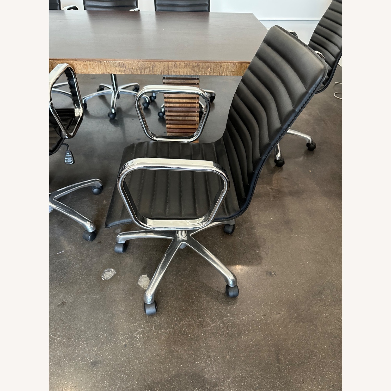 Crate & Barrel Ripple Black Leather Office Chair - image-4