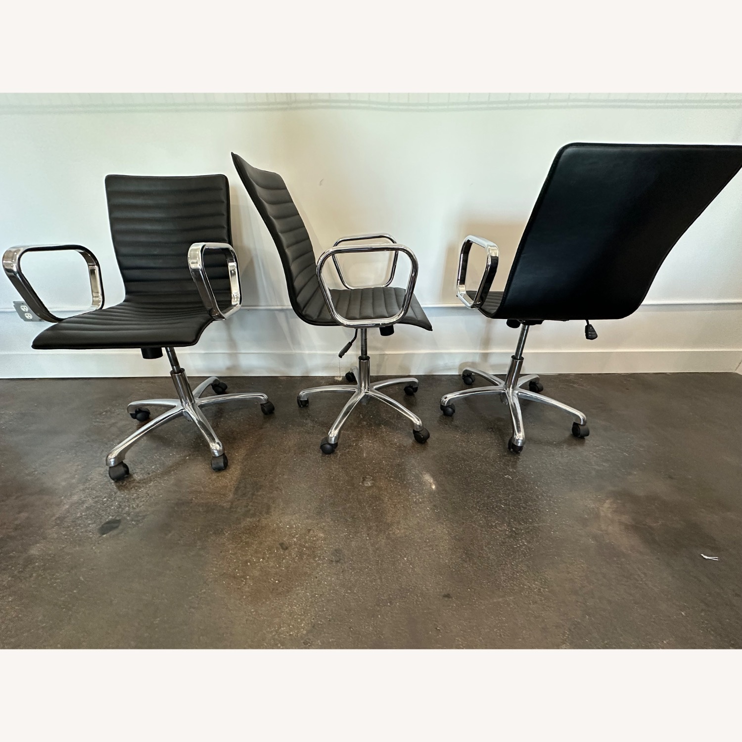 Crate & Barrel Ripple Black Leather Office Chair - image-2