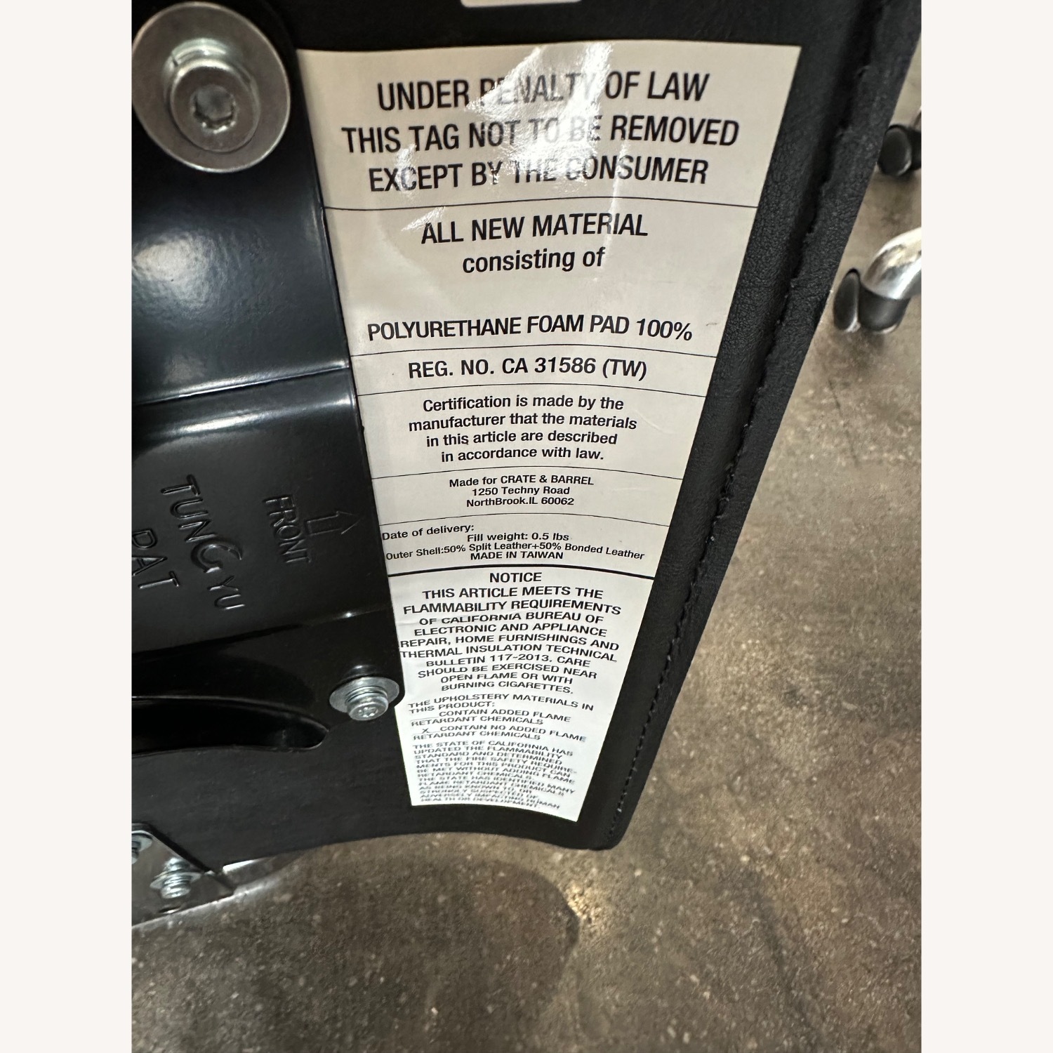 Crate & Barrel Ripple Black Leather Office Chair - image-7