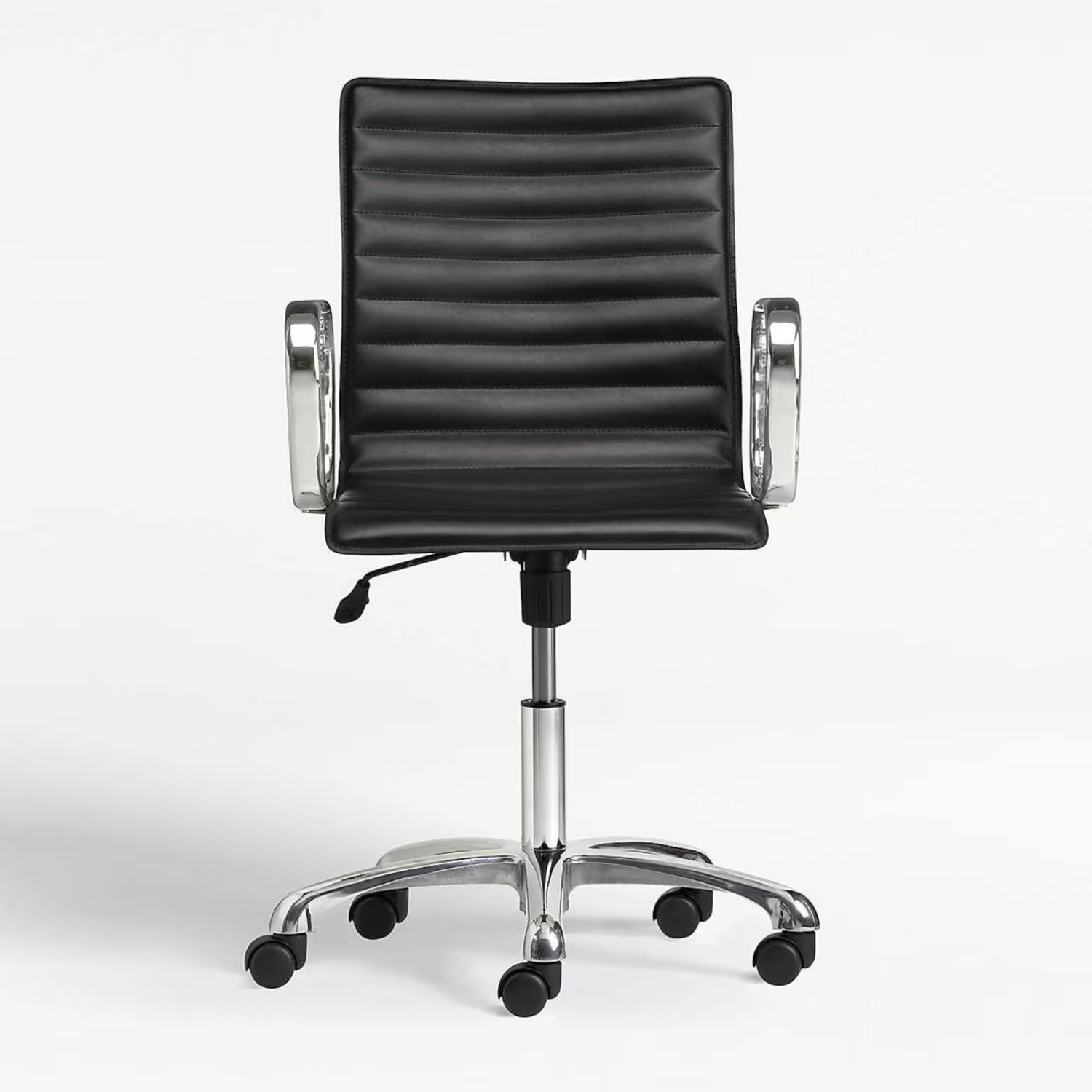 Crate & Barrel Ripple Black Leather Office Chair - image-9
