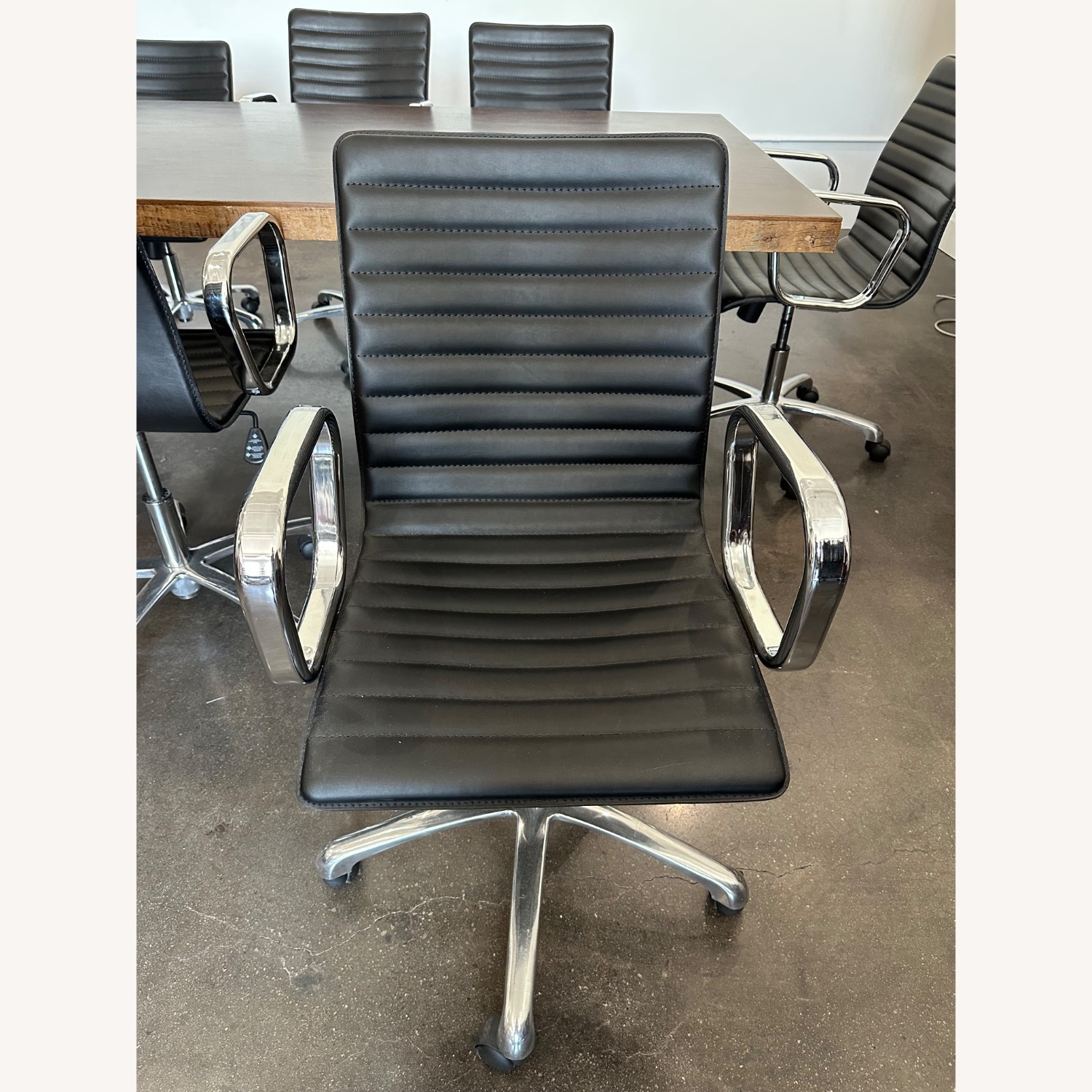 Crate & Barrel Ripple Black Leather Office Chair - image-5