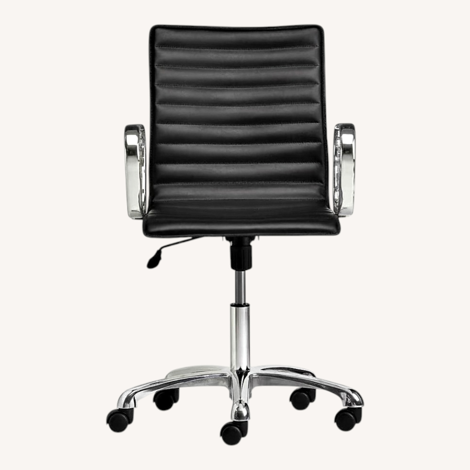 Crate & Barrel Ripple Black Leather Office Chair - image-0