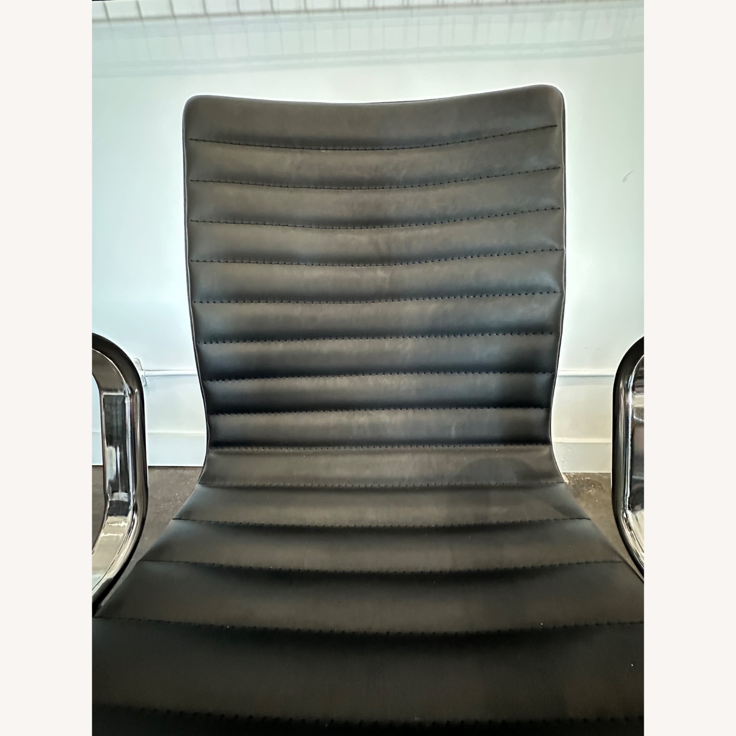 Crate & Barrel Ripple Black Leather Office Chair - image-3