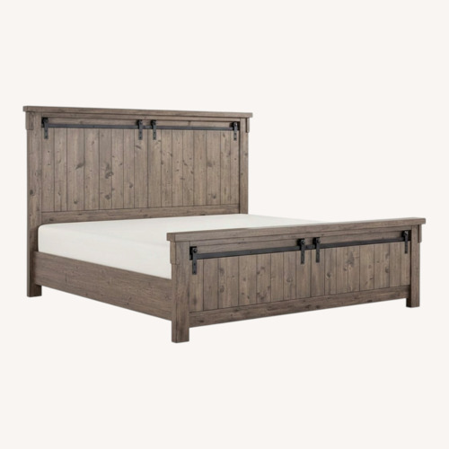 Used Ashley Furniture Lakeleigh Dark Brown Wood King Bed for sale on AptDeco